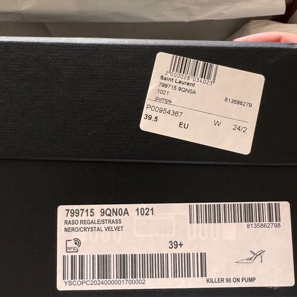 Saint Laurent Barbara Crystal embellished Satin Mule Heels - new in box - Picture 10 of 11